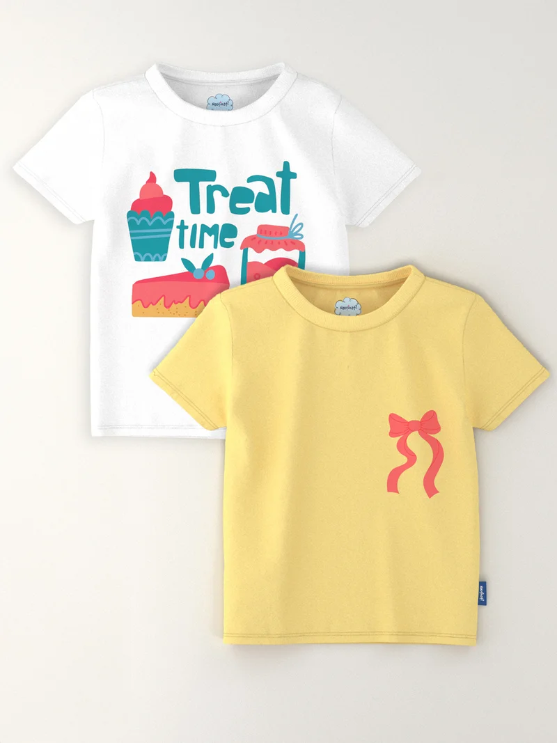 Nautinati Nautinati Girls' Pack of 2 Cotton Candy Graphic Printed T-shirts