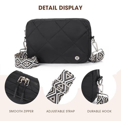 Telena Crossbody Bags for Women Quilted Design Puffer Bag Purse Lightweight Shoulder Bag (1-black) - Image 5