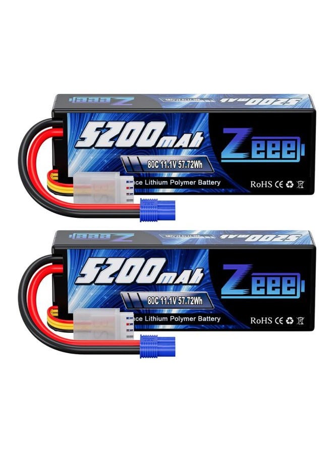 Zeee بطارية ليثيوم بوليمر 3S سعة 5200mAh جهد 11.1V 80C مع موصل EC3 بطارية علبة صلبة لسيارة RC قارب شاحنة هليكوبتر طائرة نماذج سباق (عبوة 2) - Image 1