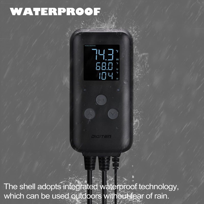 DIGITEN Waterproof Digital Temperature Controller for Aquarium, Greenhouse & Outdoor Heating - 10A Heat Mat Thermostat Controller - Image 4