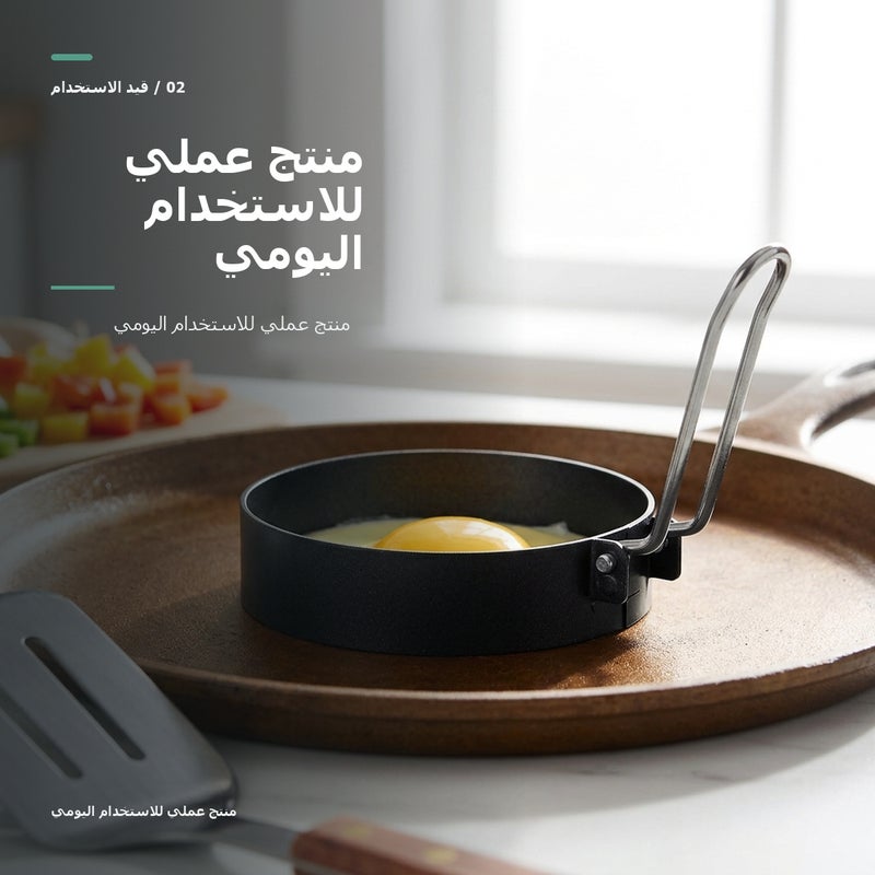 حلقة بيض من الستانلس ستيل كحلقة للبيض وبتصميم مقبض لـ حلقات البيض للفطور وتشكيل الفطائر وتحضير المطبخ الصغير والتقديم البسيط عندما تدعم بيانات المصدر ذلك باللون فضي للاستخدا. - Image 3