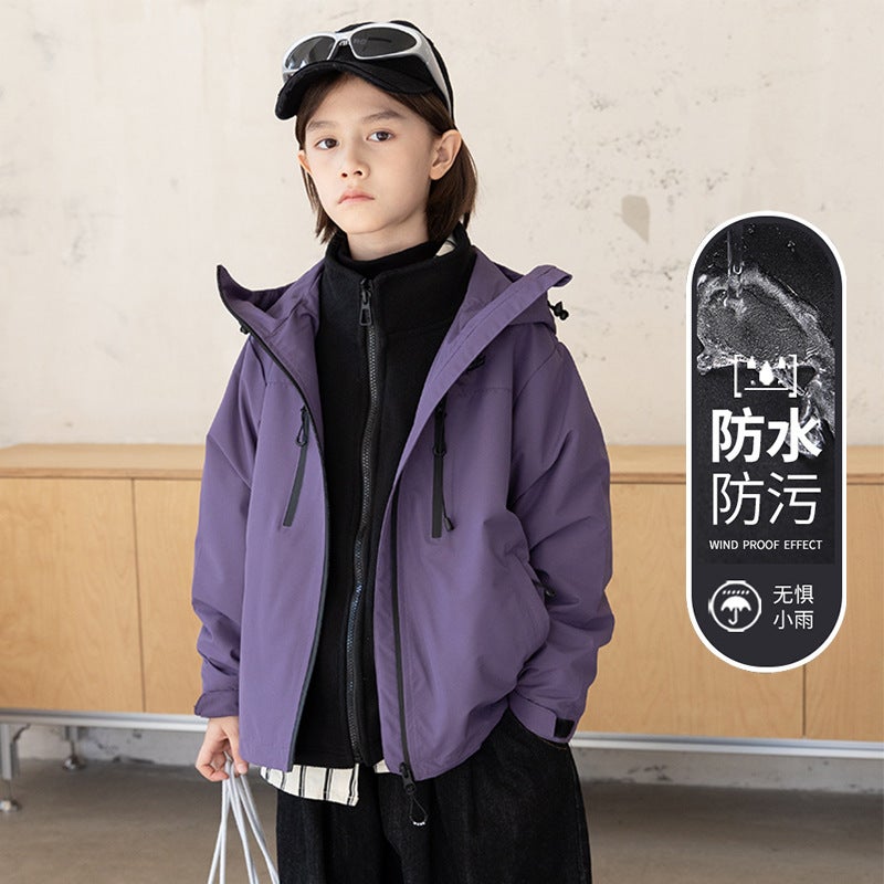 Children'S Medium And Large Children'S Clothing Korean-Style Outdoor Assault Clothing Coat Fleece Liner Two-Piece Set For Boys And Girls Fashionable Top - Image 1