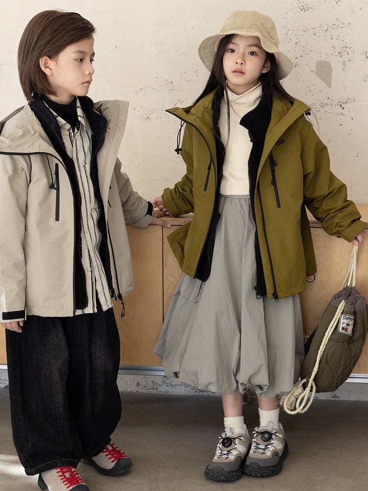 Children'S Medium And Large Children'S Clothing Korean-Style Outdoor Assault Clothing Coat Fleece Liner Two-Piece Set For Boys And Girls Fashionable Top - Image 2