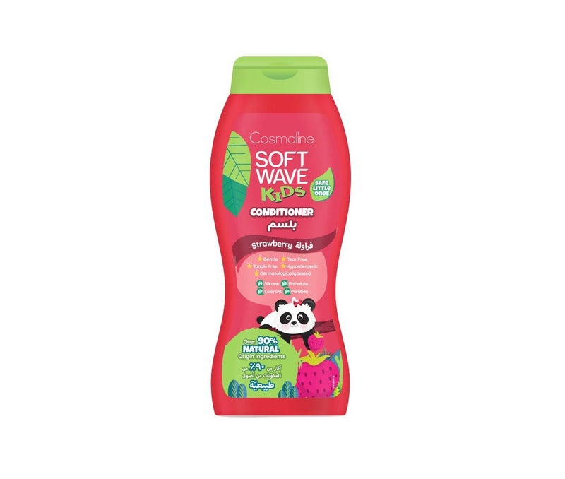 Cosmaline Soft Wave Kids Strawberry Conditioner 2 in 1 Gentle Cleansing Formula 400ML – Tear Free Kids Hair Conditioner for Daily Use – Cosmaline UAE - Image 1