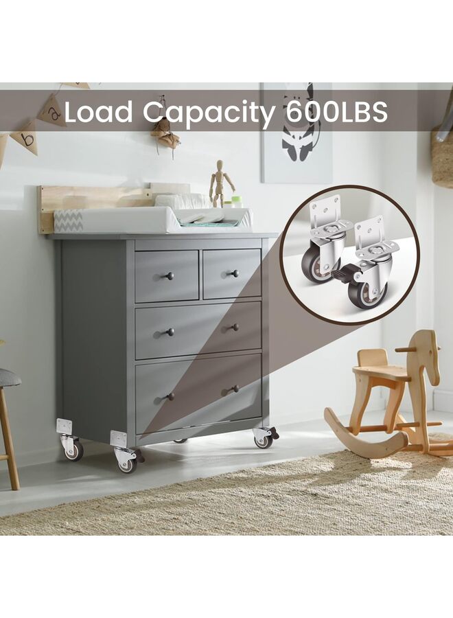 4 قطع عجلات دوارة، لا تترك علامات على الأرض، عجلات صامتة للأثاث، عجلات مطاطية مناسبة للأثاث وحوامل الزهور وأسرة الأطفال - Image 3