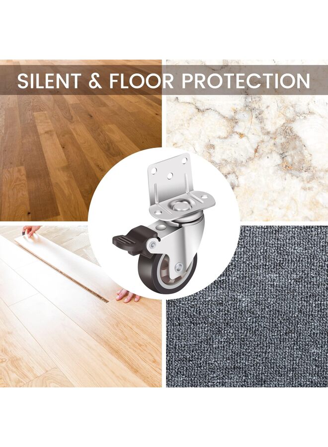 4 قطع عجلات دوارة، لا تترك علامات على الأرض، عجلات صامتة للأثاث، عجلات مطاطية مناسبة للأثاث وحوامل الزهور وأسرة الأطفال - Image 5