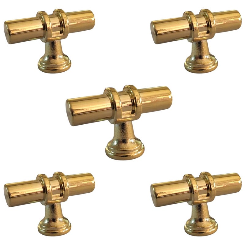 Cabinet Drawer Pulls Knobs, 5 Pieces Plastic Kitchen Hardware for Wardrobe Furniture Pull Handle with Mounting Screws (Golden) - Image 1
