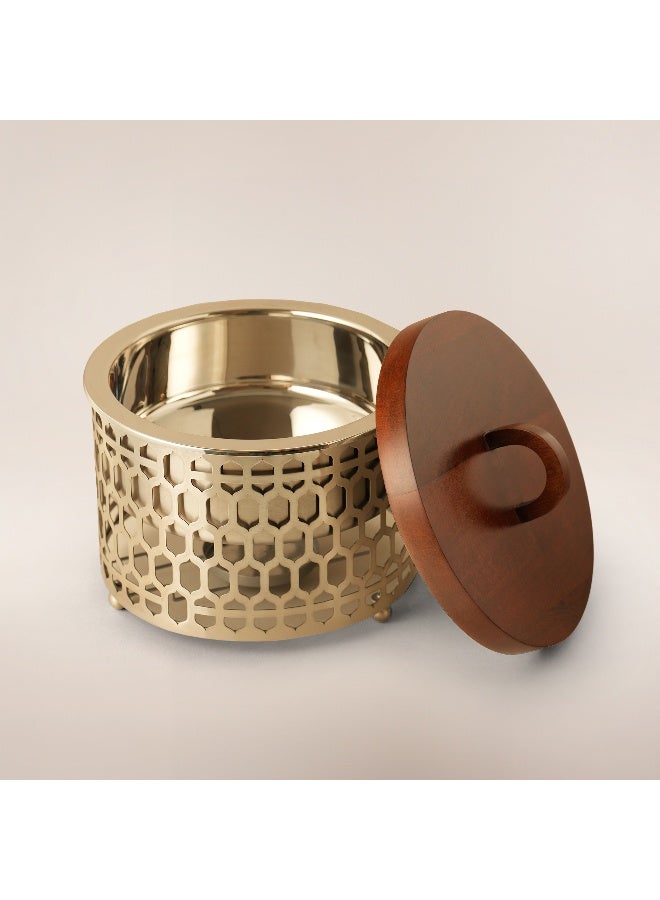 La Mesa سخان طعام من الفولاذ المقاوم للصدأ سعة 3 لتر مع غطاء خشبي، فضي - Image 2