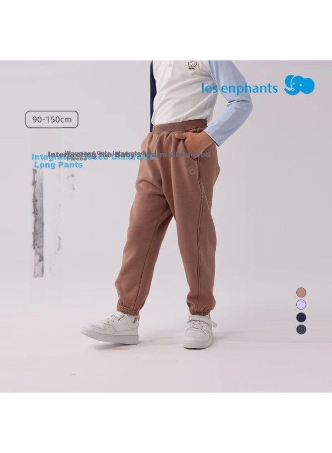 Les enphants Liyingfang Kids Boys Casual Pants Autumn Winter Fleece Lined Trousers Energetic Light Purple Size 100 - Image 1