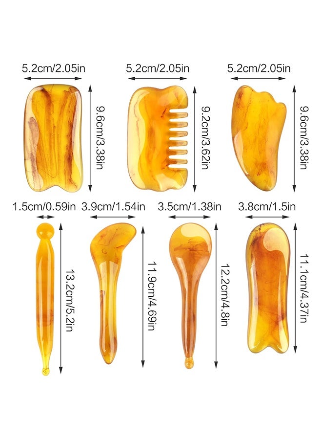 ZCM-HAPPY 7-Piece Resin Gua Sha Massage Tool for Face, Eye, Neck, Body Massage - Image 5