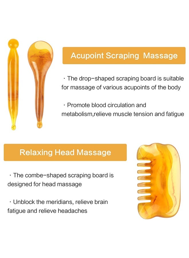 ZCM-HAPPY 7-Piece Resin Gua Sha Massage Tool for Face, Eye, Neck, Body Massage - Image 3