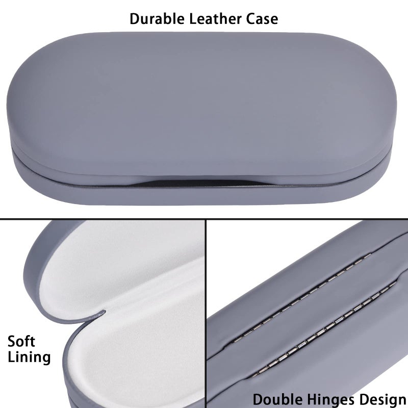 Muf 2 in 1 Contact Lens Case and Glasses Case, Double Sided Design with Mirror, Portable Travel Kit with Tweezer, Remover and Solution Bottle, Grey - Image 3
