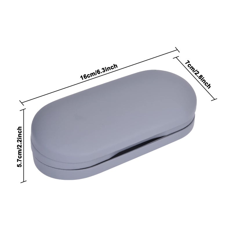 Muf 2 in 1 Contact Lens Case and Glasses Case, Double Sided Design with Mirror, Portable Travel Kit with Tweezer, Remover and Solution Bottle, Grey - Image 2