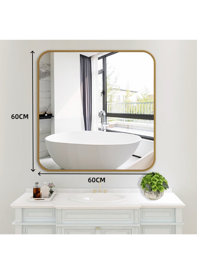 Bathroom Mirror, Dressing Mirror, Wall-Mounted Aluminum Makeup Mirror, Dressing Mirror, Modern Rounded Corner Anti-Rust Frame, Suitable For Washbasins, Bathrooms, And Dressing Table Corners(60*60CM) - Image 2