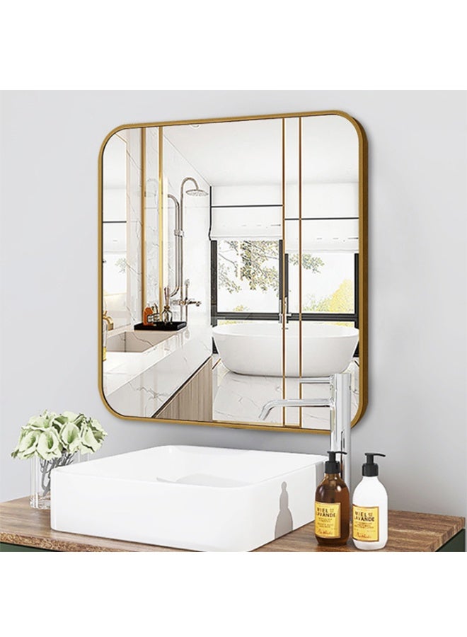 Bathroom Mirror, Dressing Mirror, Wall-Mounted Aluminum Makeup Mirror, Dressing Mirror, Modern Rounded Corner Anti-Rust Frame, Suitable For Washbasins, Bathrooms, And Dressing Table Corners(60*60CM) - Image 3