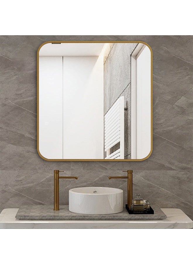 Bathroom Mirror, Dressing Mirror, Wall-Mounted Aluminum Makeup Mirror, Dressing Mirror, Modern Rounded Corner Anti-Rust Frame, Suitable For Washbasins, Bathrooms, And Dressing Table Corners(60*60CM) - Image 1