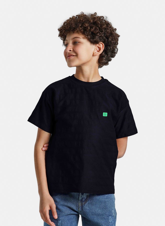 ريمينت تيشرت للاولاد بقماش قطن أسود - Image 1