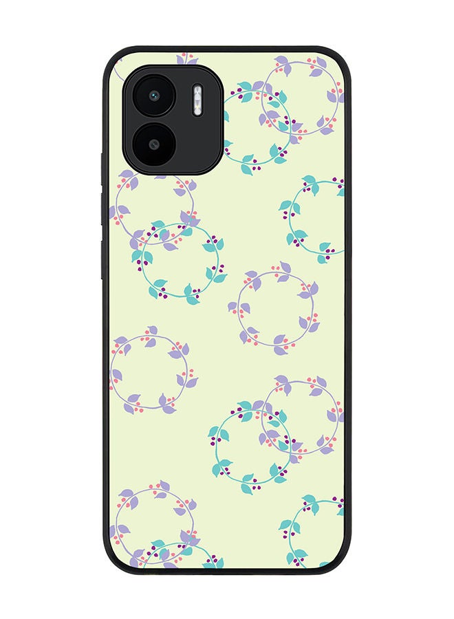 Stylizedd Rugged Black edge case for Xiaomi Redmi A2 / Xiaomi Redmi A1 Slim fit Soft Case Flexible Rubber Edges Anti Drop TPU Gel Thin Cover - Floral Wreath - Image 1