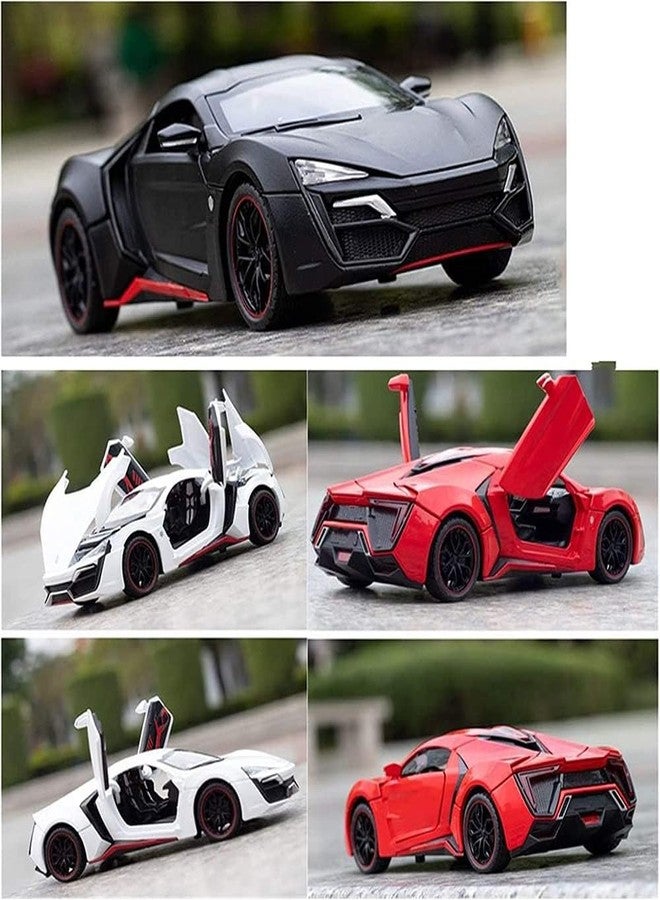 PEZYOX 1:24 Scale Lykan Hypersport Diecast Model Toy Car, Alloy Metal Pull Back Vehicle for Kids, Openable Doors, Lights & Music, Big Size Toy Car for Boys & Girls (White) - Image 4