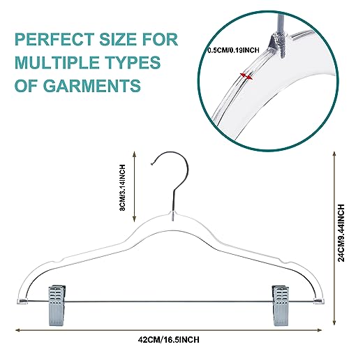 Quality Hangers Clear Plastic Pants Hangers with Clips 20 Pack | Heavy Duty Skirt Hangers Swivel Hook and Notches | Space Saving Acrylic Clip Hangers for Pants | Suitable for All Clothing | 16.5 Inch (Clear, 20) - Image 5