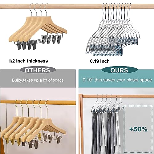 Quality Hangers Clear Plastic Pants Hangers with Clips 20 Pack | Heavy Duty Skirt Hangers Swivel Hook and Notches | Space Saving Acrylic Clip Hangers for Pants | Suitable for All Clothing | 16.5 Inch (Clear, 20) - Image 3