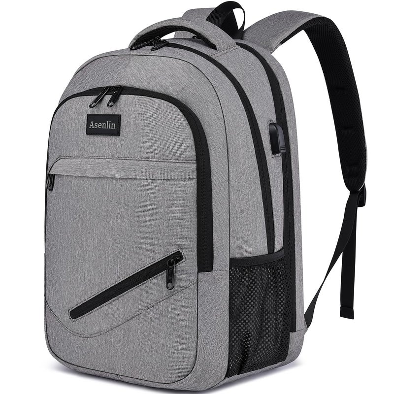 Asenlin Travel Laptop Backpack for Women & Men,Water Resistant Business Slim Sturdy Laptops Backpack with USB Charging Port,Fits 15.6 Inch Notebook College School Computer Bag-Grey - Image 1