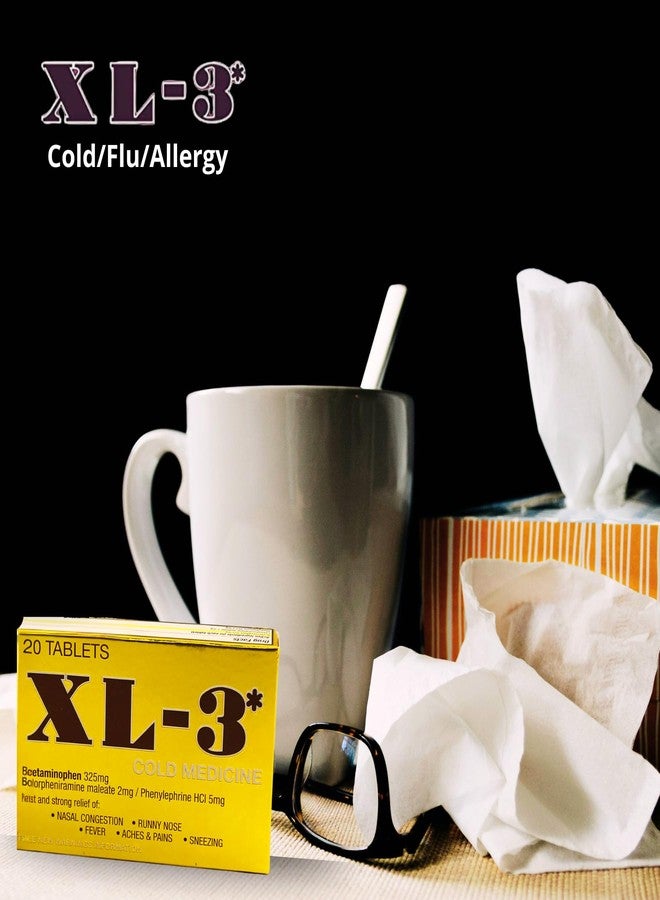 XL-3 Cold and Flu, Temporary Relieves Nasal Congestion, Fever, Aches and Pains, Non-Drowsy, 2-Pack of 20 Tablets Each - Image 5