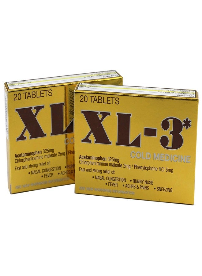 XL-3 Cold and Flu, Temporary Relieves Nasal Congestion, Fever, Aches and Pains, Non-Drowsy, 2-Pack of 20 Tablets Each - Image 1