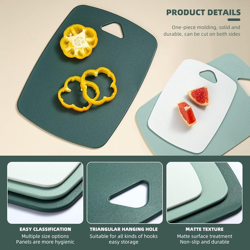 Kolorful Plastic Cutting Board Set of 3 KitchenThick Chopping Boards for MeatVeggiesFruitswith Easy Grip HandleNonSlip Dishwasher SafSuitable for Outdoor Camping - Image 3