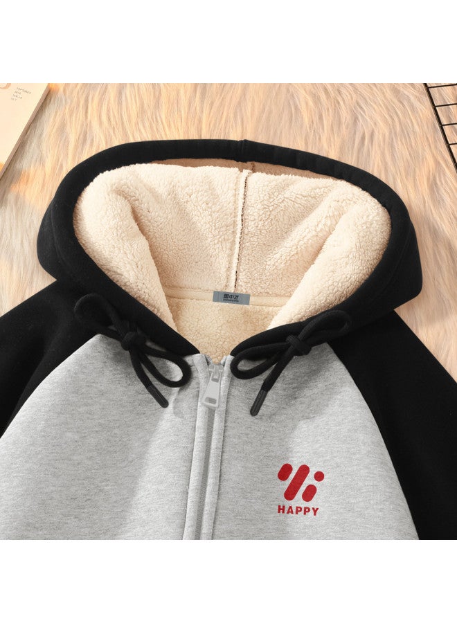 Flying in the snow Women's Hoodie Jacket 2026 New Retro Color Block Cardigan Hooded Top Women's Style - Image 3