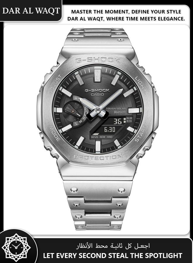 Casio G-Shock GM-B2100SD-1A Full Metal Watch - Stainless Steel Bezel & Band, Bluetooth Connectivity, Solar Powered, Silver Vapor Deposition Dial, Shock Resistant, 200M Water Resistance, Inspired by DW-5000C - Image 4