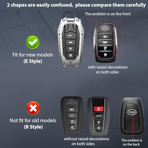 Aoocar Mech Style Heavy Metal Key Fob Cover, Compatible with Toyota Tundra 2022 2023 2024 2025~, Fit for Corolla Cross Venza Sequoia etc, Zinc Alloy Key Case Protector (1 Pcs, E-Style, Gunmetal) - Image 2