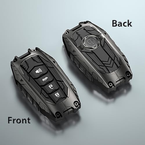 Aoocar Mech Style Heavy Metal Key Fob Cover, Compatible with Toyota Tundra 2022 2023 2024 2025~, Fit for Corolla Cross Venza Sequoia etc, Zinc Alloy Key Case Protector (1 Pcs, E-Style, Gunmetal) - Image 3