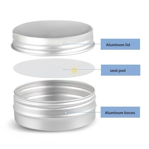 LJY 24 Pieces Multi-Colored Round Aluminum Cans Screw Lid Metal Tins Jars Empty Slip Slide Containers(2 oz) for Lotion Bars,Toiletries,Creams,Samples,Makeup Cosmetic,Spices,Salve,Balms,Beard Balm - Image 3