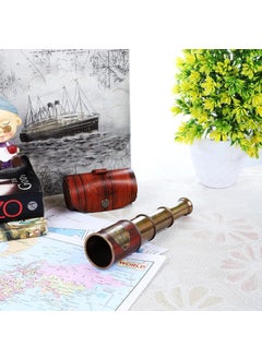 Ximdeco Ximdeco Brass Nautical Vintage Opticals Lens Telescope 7 inches SHowpiece with Leather Round Cover  - Image 1