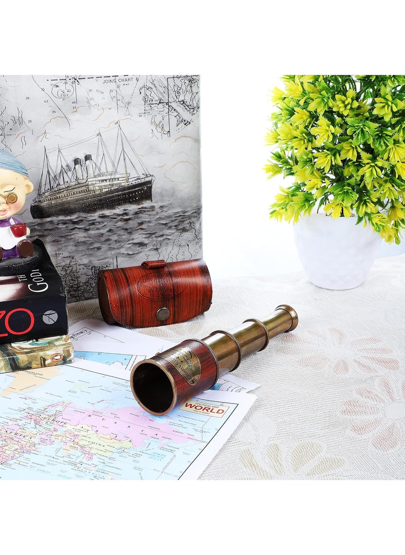 Ximdeco Ximdeco Brass Nautical Vintage Opticals Lens Telescope 7 inches SHowpiece with Leather Round Cover  - Image 1