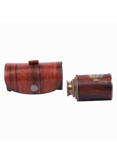 Ximdeco Ximdeco Brass Nautical Vintage Opticals Lens Telescope 7 inches SHowpiece with Leather Round Cover  - Image 2