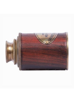 Ximdeco Ximdeco Brass Nautical Vintage Opticals Lens Telescope 7 inches SHowpiece with Leather Round Cover  - Image 3