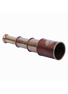Ximdeco Ximdeco Brass Nautical Vintage Opticals Lens Telescope 7 inches SHowpiece with Leather Round Cover  - Image 5