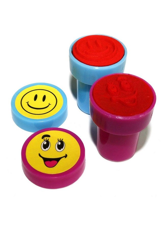 deziine DEZIINE�10 Pcs Kids Set of Emoji/Smiley Design Face Stamps for School Craft | Pencil Tops | for Teacher & Students  - Image 4