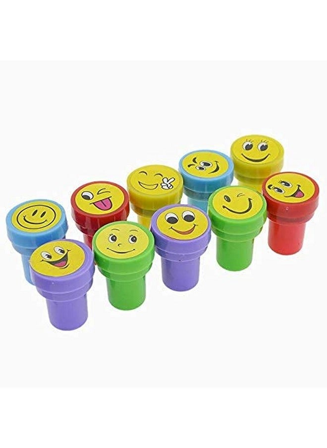 deziine DEZIINE�10 Pcs Kids Set of Emoji/Smiley Design Face Stamps for School Craft | Pencil Tops | for Teacher & Students  - Image 2
