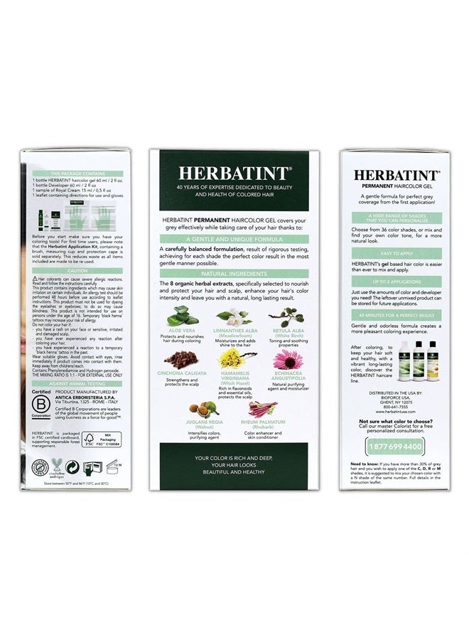 Herbatint جل صبغة شعر دائمة، 3N بني داكن، خالي من الكحول، نباتي، تغطية 100% للشيب - 4.56 أونصة - Image 2