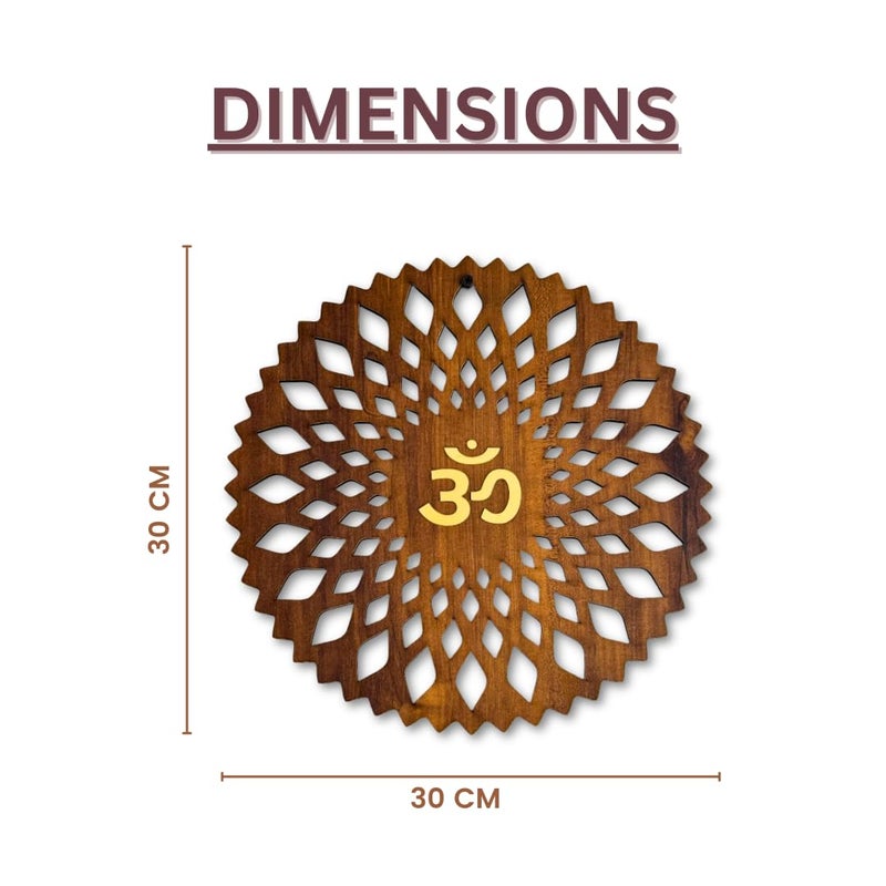 Gloridec Wooden Om Wall Hanging | 12x12 inch Spiritual Wall Art with Golden Om Symbol | Engineered Wood Art for Home, Office & Temple Décor | Traditional Hindu Gift Item - Image 5