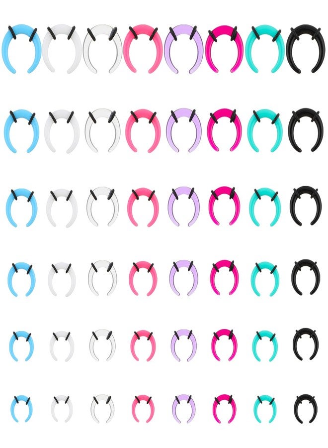 يوليف مجموعة يوليف لتوسيع الحاجز الأنفي، 48 قطعة، مقاسات 14G، 12G، 10G، 8G، 6G، 4G، ملقط الحاجز الأنفي، 8 ألوان، مجموعة قياس الحاجز الأنفي مع حلقات سوداء على شكل حدوة حصان، حلقة أنف على شكل حدوة حصان لتوسيع ثقب الأنف والأذن - Image 1