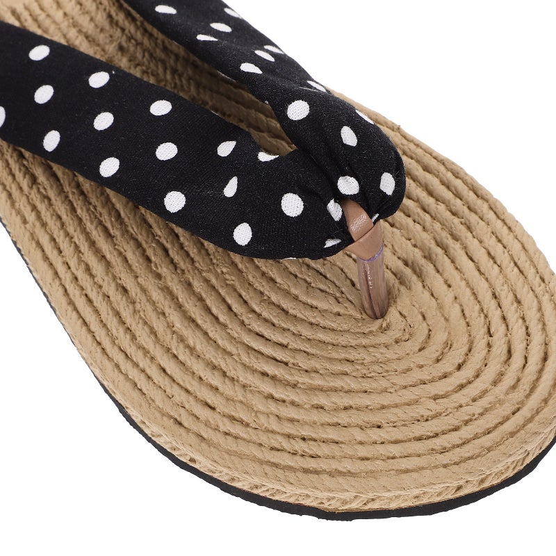 2 Pairs Women Slipper Fashion Bohemia Style -Flops Silk Fabric Flat Bottom Slippers Personality Female -flops for Women Wearing (White Dots Style Size 36 6US,3.5UK,36.5EU,9.039Inch) - Image 2
