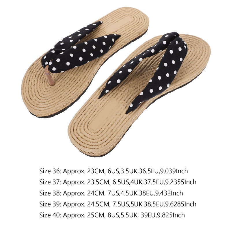 2 Pairs Women Slipper Fashion Bohemia Style -Flops Silk Fabric Flat Bottom Slippers Personality Female -flops for Women Wearing (White Dots Style Size 36 6US,3.5UK,36.5EU,9.039Inch) - Image 3