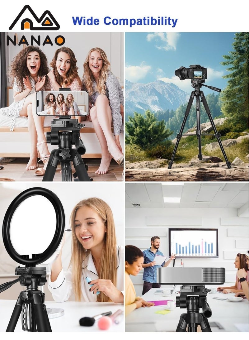 NANAO 55.1IN Extendable Phone Tripod and Camera Stand with Bluetooth Remote and Clip Tripod For Phone/Camera 140cm With Bluetooth Remote - Image 3