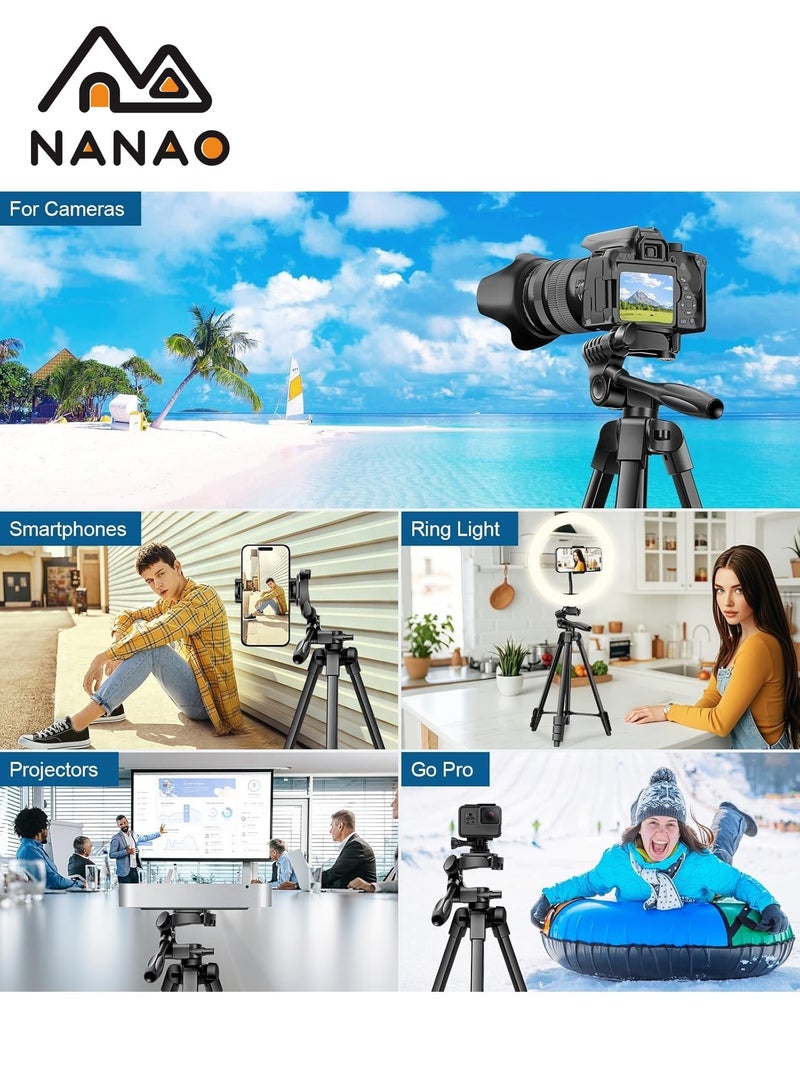 NANAO 55.1IN Extendable Phone Tripod and Camera Stand with Bluetooth Remote and Clip Tripod For Phone/Camera 140cm With Bluetooth Remote - Image 5