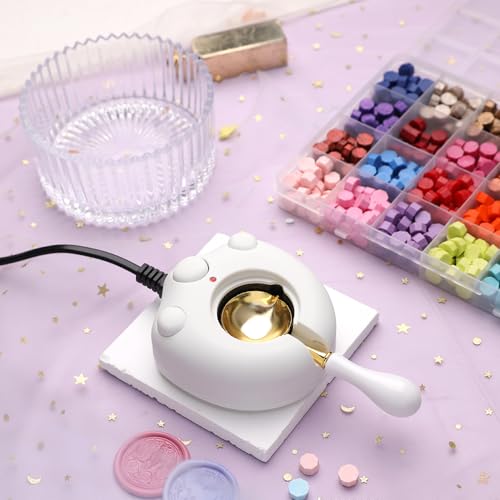 WUERLIN Electric Wax Seal Warmer Kit With Spoon and Tweezers - Great Tool for DIY Seals, Stamp and Melting Sticks, Sealing Beads (White) - Image 5