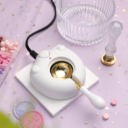WUERLIN Electric Wax Seal Warmer Kit With Spoon and Tweezers - Great Tool for DIY Seals, Stamp and Melting Sticks, Sealing Beads (White) - Image 4
